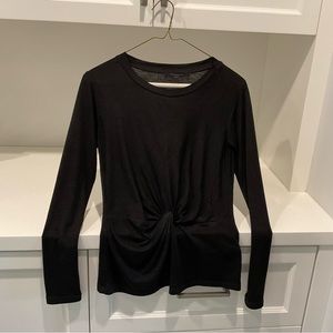 AllSaints long sleeve twist front top, black, XS